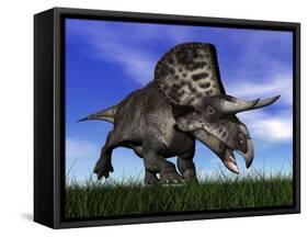 Zuniceratops Dinosaur Running in the Grass-null-Framed Stretched Canvas