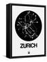 Zurich Black Subway Map-NaxArt-Framed Stretched Canvas