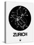 Zurich Black Subway Map-NaxArt-Stretched Canvas