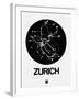 Zurich Black Subway Map-NaxArt-Framed Art Print