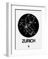 Zurich Black Subway Map-NaxArt-Framed Art Print