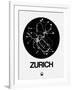 Zurich Black Subway Map-NaxArt-Framed Art Print