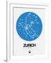 Zurich Blue Subway Map-NaxArt-Framed Art Print