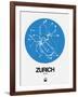Zurich Blue Subway Map-NaxArt-Framed Art Print