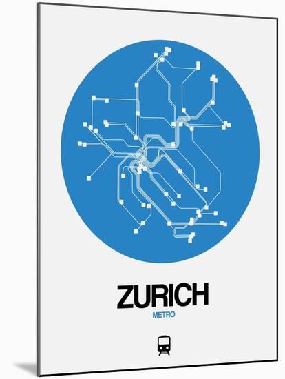 Zurich Blue Subway Map-NaxArt-Mounted Art Print