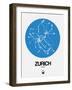 Zurich Blue Subway Map-NaxArt-Framed Art Print