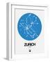 Zurich Blue Subway Map-NaxArt-Framed Art Print