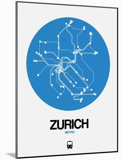 Zurich Blue Subway Map-NaxArt-Mounted Art Print