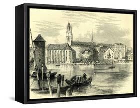 Zurich Cathedral Switzerland-null-Framed Stretched Canvas