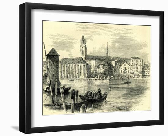 Zurich Cathedral Switzerland-null-Framed Giclee Print