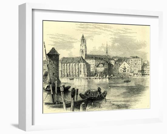 Zurich Cathedral Switzerland-null-Framed Giclee Print
