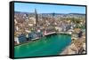 Zurich Cityscape (Aerial View)-Zechal-Framed Stretched Canvas