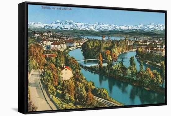 Zurich, Limmat and Sihl, Switzerland-null-Framed Stretched Canvas