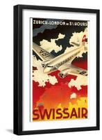 Zurich London Travel Poster-null-Framed Art Print