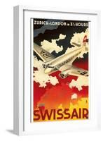 Zurich London Travel Poster-null-Framed Art Print