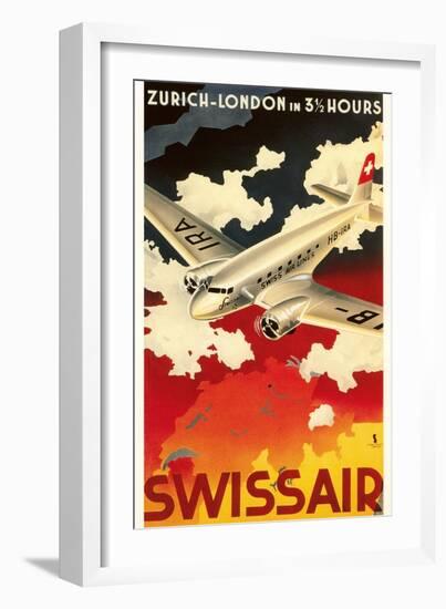 Zurich London Travel Poster-null-Framed Art Print