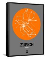 Zurich Orange Subway Map-NaxArt-Framed Stretched Canvas