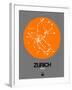 Zurich Orange Subway Map-NaxArt-Framed Art Print