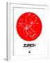 Zurich Red Subway Map-NaxArt-Framed Art Print