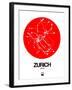 Zurich Red Subway Map-NaxArt-Framed Art Print