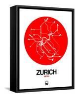 Zurich Red Subway Map-NaxArt-Framed Stretched Canvas