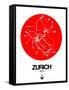 Zurich Red Subway Map-NaxArt-Framed Stretched Canvas