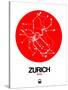 Zurich Red Subway Map-NaxArt-Stretched Canvas