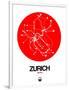 Zurich Red Subway Map-NaxArt-Framed Art Print