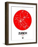 Zurich Red Subway Map-NaxArt-Framed Art Print