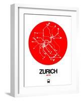 Zurich Red Subway Map-NaxArt-Framed Art Print