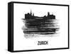 Zurich Skyline Brush Stroke - Black II-NaxArt-Framed Stretched Canvas