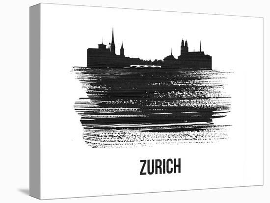 Zurich Skyline Brush Stroke - Black II-NaxArt-Stretched Canvas