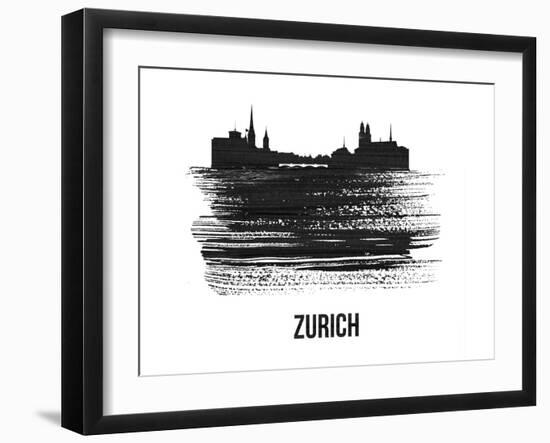 Zurich Skyline Brush Stroke - Black II-NaxArt-Framed Art Print