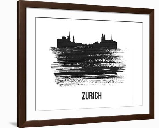 Zurich Skyline Brush Stroke - Black II-NaxArt-Framed Art Print