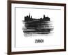 Zurich Skyline Brush Stroke - Black II-NaxArt-Framed Art Print