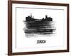 Zurich Skyline Brush Stroke - Black II-NaxArt-Framed Art Print