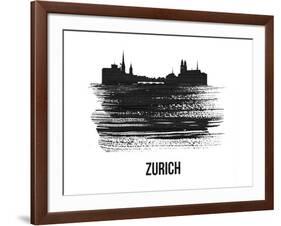 Zurich Skyline Brush Stroke - Black II-NaxArt-Framed Art Print