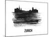 Zurich Skyline Brush Stroke - Black II-NaxArt-Mounted Art Print