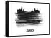 Zurich Skyline Brush Stroke - Black II-NaxArt-Framed Stretched Canvas