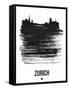 Zurich Skyline Brush Stroke - Black-NaxArt-Framed Stretched Canvas