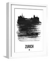 Zurich Skyline Brush Stroke - Black-NaxArt-Framed Art Print