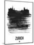 Zurich Skyline Brush Stroke - Black-NaxArt-Mounted Art Print