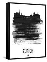 Zurich Skyline Brush Stroke - Black-NaxArt-Framed Stretched Canvas