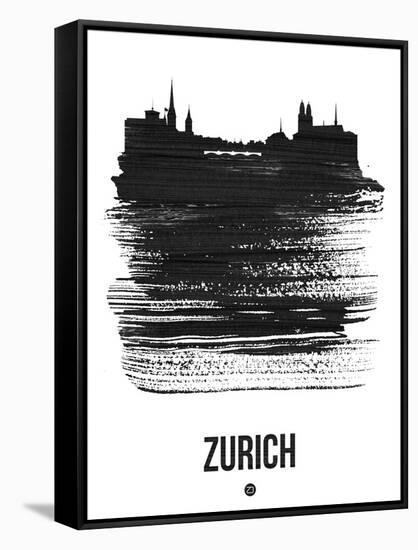 Zurich Skyline Brush Stroke - Black-NaxArt-Framed Stretched Canvas