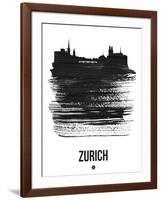 Zurich Skyline Brush Stroke - Black-NaxArt-Framed Art Print