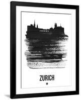 Zurich Skyline Brush Stroke - Black-NaxArt-Framed Art Print