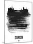 Zurich Skyline Brush Stroke - Black-NaxArt-Mounted Art Print