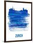 Zurich Skyline Brush Stroke - Blue-NaxArt-Framed Art Print