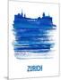 Zurich Skyline Brush Stroke - Blue-NaxArt-Mounted Art Print