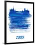 Zurich Skyline Brush Stroke - Blue-NaxArt-Framed Art Print